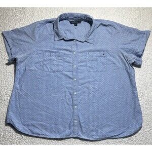 Tommy Hilfiger Shirt Womens Plus Size Blue White Polka Dot Button Up Read Descr